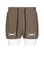 ASRV Tetra-lite 5 Liner Short in Deep Taupe/white, view 1, click to view large image.