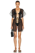 Agent Provocateur Evelyn Short Kaftan Dress in Black, view 1, click to view large image.