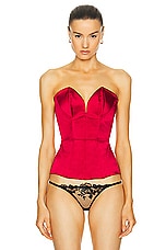 Agent Provocateur Gena Satin Corset Top in Red, view 1, click to view large image.