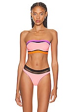 Agent Provocateur Zenaya Bikini Bandeau Top in Coral, Neon Lilac, & Black, view 2, click to view large image.