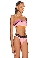 Agent Provocateur Zenaya Bikini Bandeau Top in Coral, Neon Lilac, & Black, view 3, click to view large image.