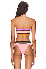 Agent Provocateur Zenaya Bikini Bandeau Top in Coral, Neon Lilac, & Black, view 4, click to view large image.