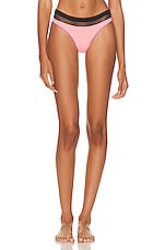 Agent Provocateur Zenaya Bikini Bottom in Coral, Neon Lilac, & Black, view 1, click to view large image.