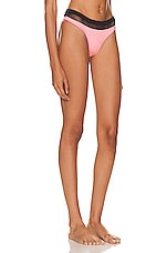 Agent Provocateur Zenaya Bikini Bottom in Coral, Neon Lilac, & Black, view 2, click to view large image.