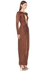 Atlein Cut Out Ruched Gown in Bronze, view 3, click to view large image.