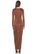 Atlein Cut Out Ruched Gown in Bronze, view 4, click to view large image.