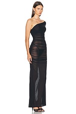 Atlein Draped Mini Gown in Black, view 2, click to view large image.