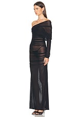 Atlein Draped Mini Gown in Black, view 3, click to view large image.