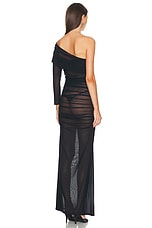 Atlein Draped Mini Gown in Black, view 4, click to view large image.