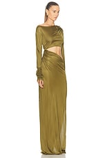 Atlein Cut Out Long Dress in Cob Kelp, view 2, click to view large image.