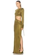 Atlein Cut Out Long Dress in Cob Kelp, view 3, click to view large image.