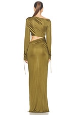 Atlein Cut Out Long Dress in Cob Kelp, view 4, click to view large image.