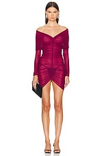 Atlein Ruched Mini Dress in Coa Grenat, view 1, click to view large image.