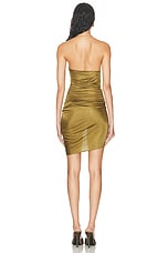 Atlein Chain Detail Ruched Strap Mini Dress in Cob Kelp, view 3, click to view large image.