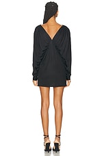 Atlein Draped V-neck Mini Dress in Black, view 3, click to view large image.