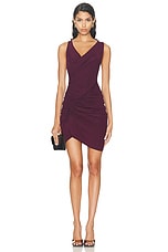 Atlein Ruched Mini Dress in Coa Lie De Vin, view 1, click to view large image.