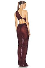 Atlein One Shoulder Cut Out Gown in Lie De Vin, view 4, click to view large image.