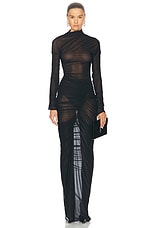 Atlein Hyper Ruched Long Dress in Black, view 1, click to view large image.