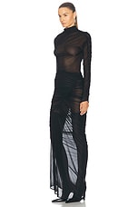 Atlein Hyper Ruched Long Dress in Black, view 3, click to view large image.