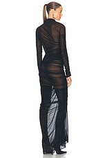 Atlein Hyper Ruched Long Dress in Black, view 4, click to view large image.