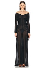 Atlein V-neck Cut Out Gown in Black, view 1, click to view large image.