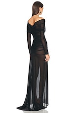 Atlein V-neck Cut Out Gown in Black, view 3, click to view large image.