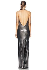 Atlein Plunge Neck Sleeveless Long Dress in Silver, view 3, click to view large image.