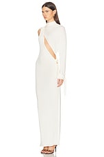 Atlein One Shoulder Cut Out Draped Dress in Coa Off White, view 3, click to view large image.