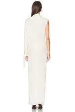 Atlein One Shoulder Cut Out Draped Dress in Coa Off White, view 4, click to view large image.