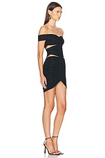 Atlein Off The Shoulder Pleated Dress in Black, view 2, click to view large image.