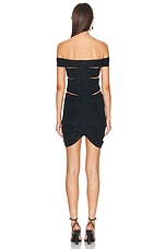 Atlein Off The Shoulder Pleated Dress in Black, view 3, click to view large image.