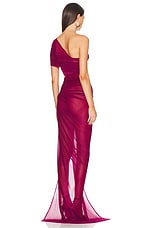 Atlein Draped One Shoulder Gown in Coa Grenat, view 4, click to view large image.