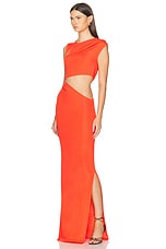 Atlein Cut Out Sleeveless Long Dress in Red, view 3, click to view large image.