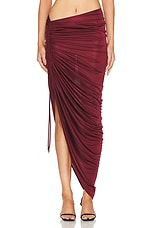 Atlein Asymmetric Ruched Skirt in Coa Wine, view 1, click to view large image.