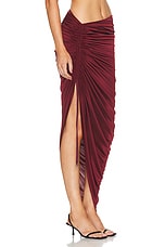 Atlein Asymmetric Ruched Skirt in Coa Wine, view 2, click to view large image.