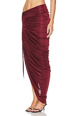 Atlein Asymmetric Ruched Skirt in Coa Wine, view 3, click to view large image.