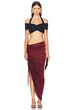 Atlein Asymmetric Ruched Skirt in Coa Wine, view 5, click to view large image.