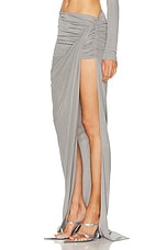 Atlein Draped Asymmetric Skirt in Grey, view 3, click to view large image.
