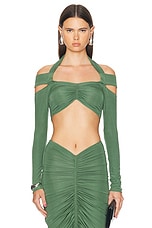 Atlein Off The Shoulder Crop Top in Mousse, view 1, click to view large image.
