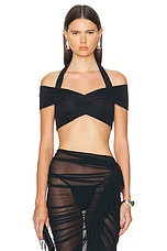 Atlein Off The Shoulder Ruched Top in Black, view 1, click to view large image.