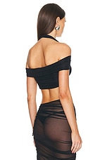 Atlein Off The Shoulder Ruched Top in Black, view 3, click to view large image.