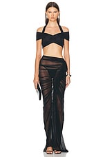 Atlein Off The Shoulder Ruched Top in Black, view 4, click to view large image.