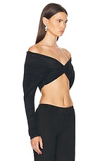 Atlein Draped Sleeveless Pleated Top in Black, view 2, click to view large image.