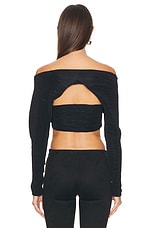Atlein Draped Sleeveless Pleated Top in Black, view 3, click to view large image.