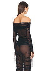 Atlein Ruched Off The Shoulder Top in Black, view 3, click to view large image.