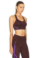 adidas by Stella McCartney True Pace High Support Sports Bra in Bitter Chocolate & Deep Lilac, view 2, click to view large image.