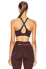 adidas by Stella McCartney True Pace High Support Sports Bra in Bitter Chocolate & Deep Lilac, view 3, click to view large image.