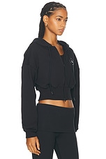 adidas by Stella McCartney Cropped Zipped Hoodie in Black, view 2, click to view large image.