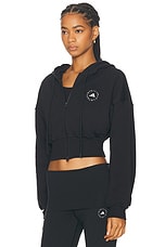 adidas by Stella McCartney Cropped Zipped Hoodie in Black, view 3, click to view large image.