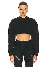 adidas by Stella McCartney True Casuals Cropped Sportswear Sweatshirt in Black, view 2, click to view large image.